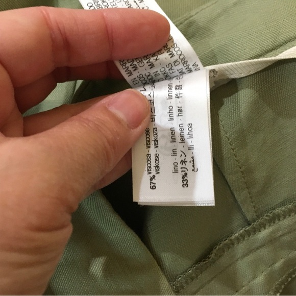 Zara Linen Blend Pleated Pants ankle Trouser green Womens medium - Picture 9 of 11